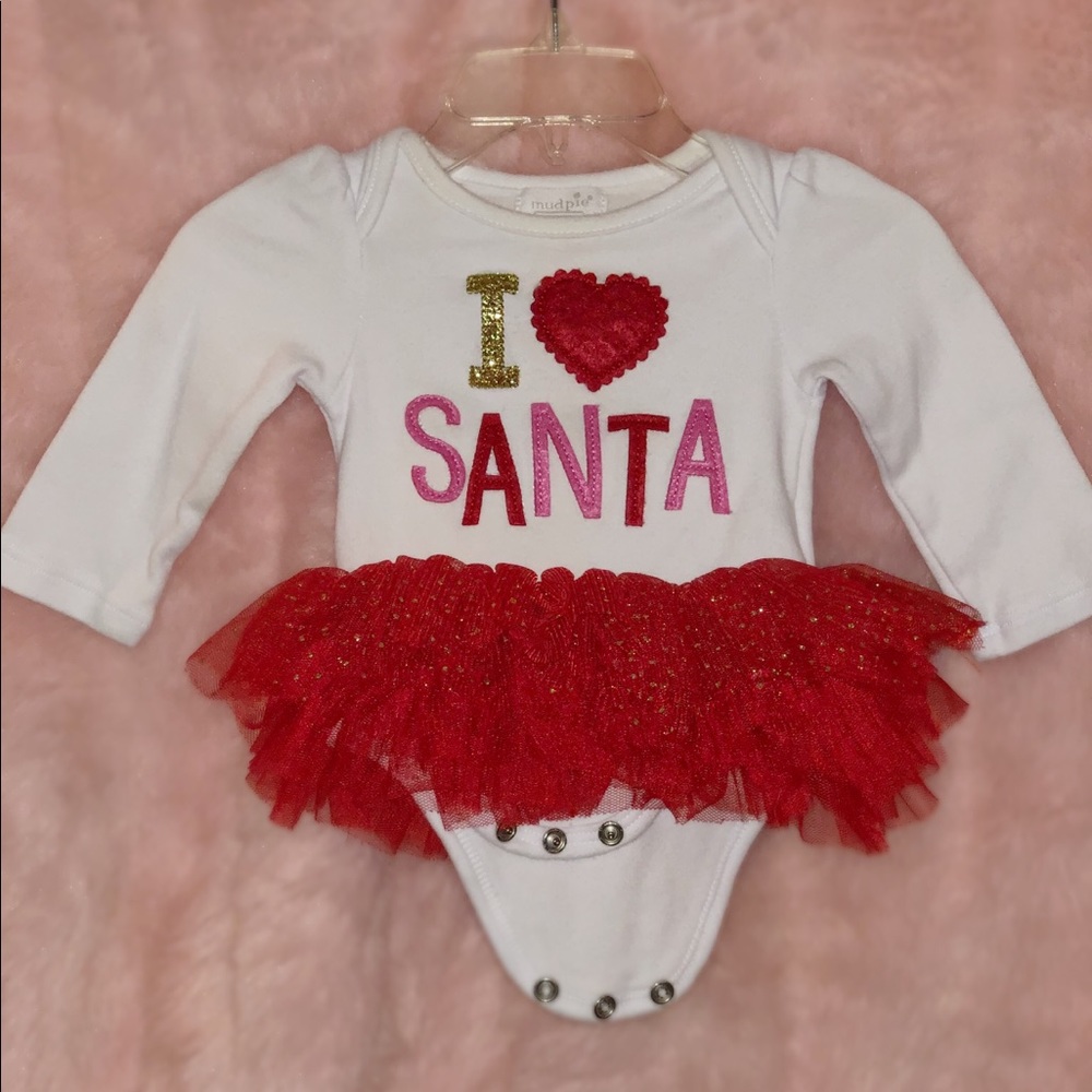 Mud Pie 0-3 Month “I Heart Santa” Tutu Crawler